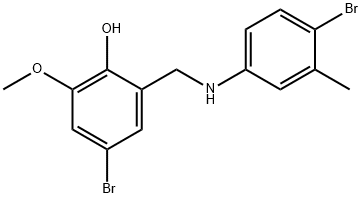 4-BROMO-2-[(4-BROMO-3-METHYLANILINO)METHYL]-6-METHOXYBENZENOL 结构式