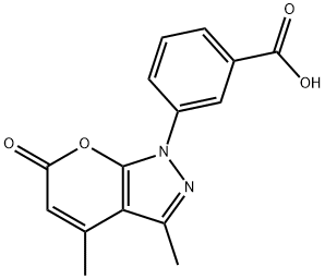 3-(3,4-二甲基-6-氧代吡喃[2,3-C]吡唑-1(6H)-基)苯甲酸 结构式
