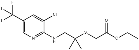 ETHYL 2-[(2-([3-CHLORO-5-(TRIFLUOROMETHYL)-2-PYRIDINYL]AMINO)-1,1-DIMETHYLETHYL)SULFANYL]ACETATE 结构式