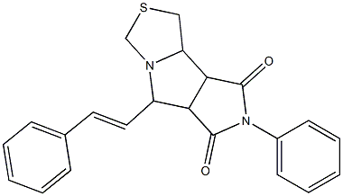 7-PHENYL-5-[(E)-2-PHENYLETHENYL]TETRAHYDROPYRROLO[3',4':3,4]PYRROLO[1,2-C][1,3]THIAZOLE-6,8(1H,7H)-DIONE 结构式