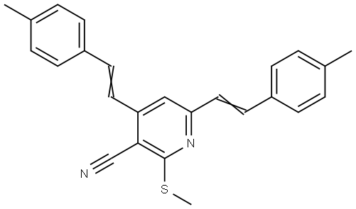 4,6-Bis(4-methylstyryl)-2-(methylsulfanyl)nicotinonitrile 结构式