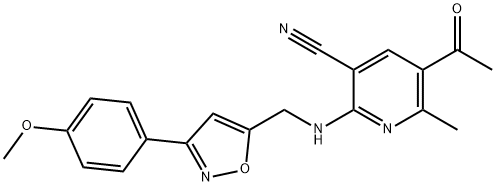 5-Acetyl-2-(([3-(4-methoxyphenyl)-5-isoxazolyl]methyl)amino)-6-methylnicotinonitrile 结构式