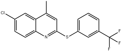 6-CHLORO-4-METHYL-2-([3-(TRIFLUOROMETHYL)PHENYL]SULFANYL)QUINOLINE 结构式