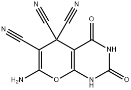 7-Amino-2,4-dioxo-1,2,3,4-tetrahydro-5H-pyrano[2,3-d]pyrimidine-5,5,6-tricarbonitrile 结构式