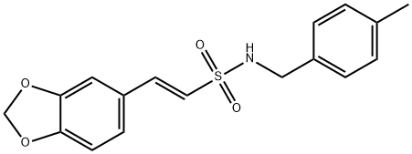 (E)-2-(苯并[D][1,3]二氧戊环-5-基)-N-(4-甲基苄基)乙烯-1-磺胺 结构式