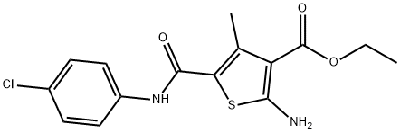 2-氨基-5-(4-氯-苯基氨基甲酰)-4-甲基-噻吩-3-羧酸乙基 结构式