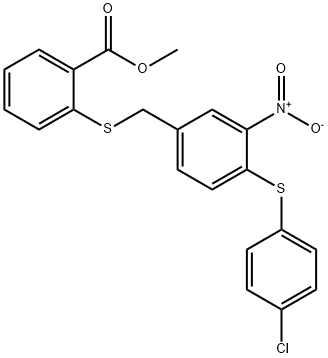 Methyl 2-((4-[(4-chlorophenyl)sulfanyl]-3-nitrobenzyl)sulfanyl)benzenecarboxylate 结构式