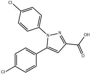 1,5-BIS(4-CHLOROPHENYL)-1H-PYRAZOLE-3-CARBOXYLIC ACID 结构式