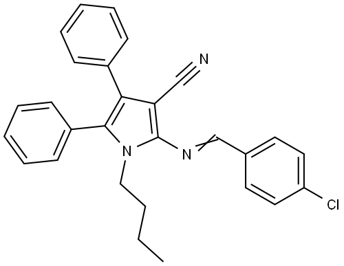 1-Butyl-2-([(E)-(4-chlorophenyl)methylidene]amino)-4,5-diphenyl-1H-pyrrole-3-carbonitrile 结构式