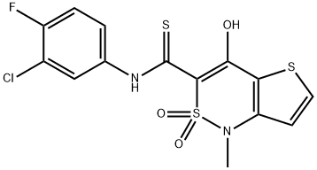 N-(3-CHLORO-4-FLUOROPHENYL)-4-HYDROXY-1-METHYL-2,2-DIOXO-1,2-DIHYDRO-2LAMBDA6-THIENO[3,2-C][1,2]THIAZINE-3-CARBOTHIOAMIDE 结构式
