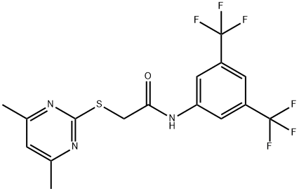 N-[3,5-BIS(TRIFLUOROMETHYL)PHENYL]-2-[(4,6-DIMETHYL-2-PYRIMIDINYL)SULFANYL]ACETAMIDE 结构式