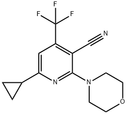 6-CYCLOPROPYL-2-MORPHOLINO-4-(TRIFLUOROMETHYL)NICOTINONITRILE 结构式