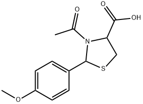 (2R,4R)-3-乙酰-2-(4-甲氧苯基)-1,3-噻唑烷-4-羧酸 结构式