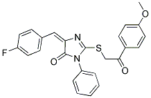 (E)-4-(4-FLUOROBENZYLIDENE)-2-(2-(4-METHOXYPHENYL)-2-OXOETHYLTHIO)-1-PHENYL-1H-IMIDAZOL-5(4H)-ONE 结构式