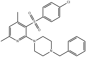 1-BENZYL-4-(3-[(4-CHLOROPHENYL)SULFONYL]-4,6-DIMETHYL-2-PYRIDINYL)PIPERAZINE 结构式