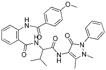 N-(1-(1,5-Dimethyl-3-oxo-2-phenyl-2,3-dihydro-1H-pyrazol-4-ylamino)-3-methyl-1-oxobutan-2-yl)-2-(4-methoxybenzamido)benzamide 结构式