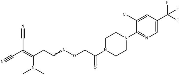 2-[3-[(2-(4-[3-CHLORO-5-(TRIFLUOROMETHYL)-2-PYRIDINYL]PIPERAZINO)-2-OXOETHOXY)IMINO]-1-(DIMETHYLAMINO)PROPYLIDENE]MALONONITRILE 结构式