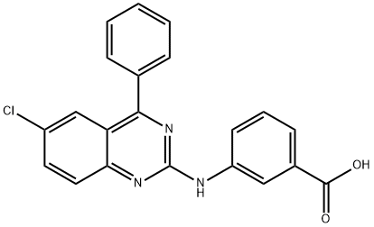 3-((6-氯-4-苯基喹唑啉-2-基)氨基)苯甲酸 结构式