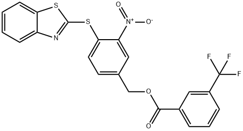 4-(1,3-Benzothiazol-2-ylsulfanyl)-3-nitrobenzyl 3-(trifluoromethyl)benzenecarboxylate 结构式
