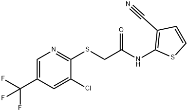 2-([3-CHLORO-5-(TRIFLUOROMETHYL)-2-PYRIDINYL]SULFANYL)-N-(3-CYANO-2-THIENYL)ACETAMIDE 结构式