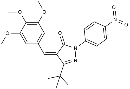 3-(tert-Butyl)-1-(4-nitrophenyl)-4-((3,4,5-trimethoxyphenyl)methylene)-2-pyrazolin-5-one 结构式