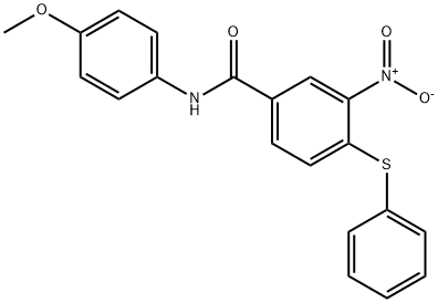N-(4-METHOXYPHENYL)-3-NITRO-4-(PHENYLSULFANYL)BENZENECARBOXAMIDE 结构式