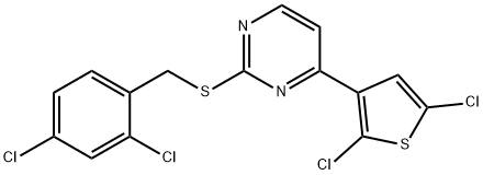 2,4-DICHLOROBENZYL 4-(2,5-DICHLORO-3-THIENYL)-2-PYRIMIDINYL SULFIDE 结构式