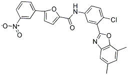 N-(4-CHLORO-3-(5,7-DIMETHYLBENZO[D]OXAZOL-2-YL)PHENYL)-5-(3-NITROPHENYL)FURAN-2-CARBOXAMIDE 结构式