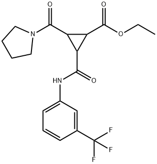 Ethyl 2-(1-pyrrolidinylcarbonyl)-3-([3-(trifluoromethyl)anilino]carbonyl)cyclopropanecarboxylate 结构式