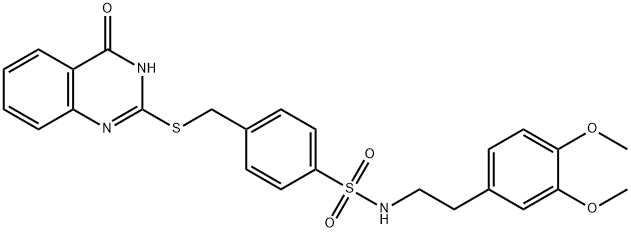 2-((4-(((2-(3,4-Dimethoxyphenyl)ethyl)amino)sulfonyl)phenyl)methylthio)-3-hydroquinazolin-4-one 结构式