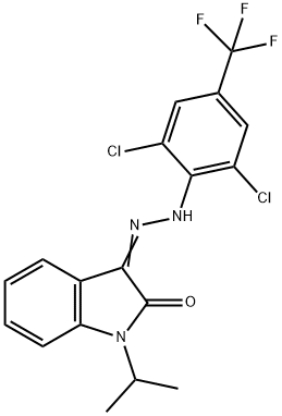 1-ISOPROPYL-1H-INDOLE-2,3-DIONE 3-(N-[2,6-DICHLORO-4-(TRIFLUOROMETHYL)PHENYL]HYDRAZONE) 结构式