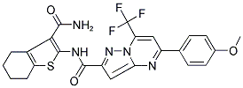 N-(3-CARBAMOYL-4,5,6,7-TETRAHYDROBENZO[B]THIOPHEN-2-YL)-5-(4-METHOXYPHENYL)-7-(TRIFLUOROMETHYL)PYRAZOLO[1,5-A]PYRIMIDINE-2-CARBOXAMIDE 结构式