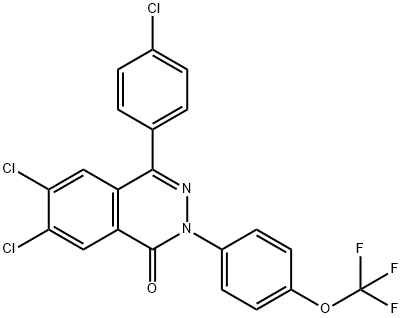 6,7-Dichloro-4-(4-chlorophenyl)-2-[4-(trifluoromethoxy)phenyl]-1(2H)-phthalazinone 结构式
