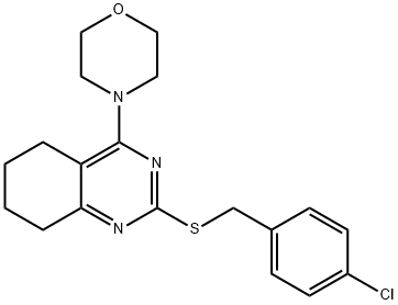 2-[(4-CHLOROBENZYL)SULFANYL]-4-MORPHOLINO-5,6,7,8-TETRAHYDROQUINAZOLINE 结构式