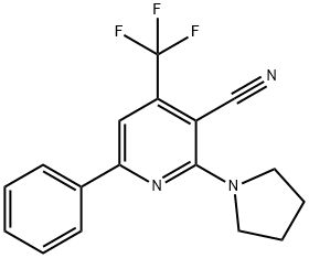 6-PHENYL-2-(1-PYRROLIDINYL)-4-(TRIFLUOROMETHYL)NICOTINONITRILE 结构式