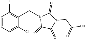 2-[3-(2-CHLORO-6-FLUOROBENZYL)-2,4,5-TRIOXO-1-IMIDAZOLIDINYL]ACETIC ACID 结构式