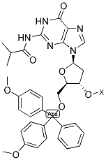 5'-O-(4,4'-DIMETHOXYTRITYL)-N2-ISOBUTYRYL-2'-DEOXYGUANOSINE-3'-LCAA-CPG 结构式
