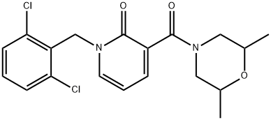 1-(2,6-DICHLOROBENZYL)-3-[(2,6-DIMETHYLMORPHOLINO)CARBONYL]-2(1H)-PYRIDINONE 结构式