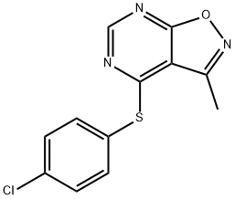 4-CHLOROPHENYL 3-METHYLISOXAZOLO[5,4-D]PYRIMIDIN-4-YL SULFIDE 结构式