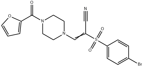 2-((4-BROMOPHENYL)SULFONYL)-3-(4-(2-FURYLCARBONYL)PIPERAZINYL)PROP-2-ENENITRILE 结构式
