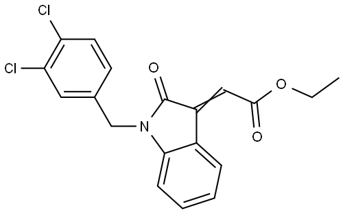 Ethyl 2-[1-(3,4-dichlorobenzyl)-2-oxo-1,2-dihydro-3H-indol-3-yliden]acetate 结构式