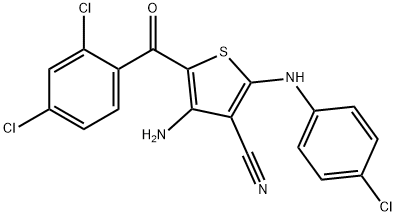 4-AMINO-2-(4-CHLOROANILINO)-5-(2,4-DICHLOROBENZOYL)-3-THIOPHENECARBONITRILE 结构式