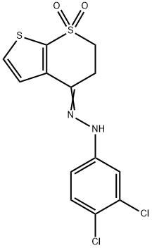 2,3-DIHYDRO-1LAMBDA6-THIENO[2,3-B]THIOPYRAN-1,1,4-TRIONE 4-[N-(3,4-DICHLOROPHENYL)HYDRAZONE] 结构式