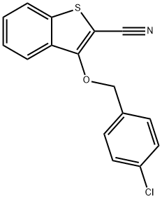 3-[(4-CHLOROBENZYL)OXY]-1-BENZOTHIOPHENE-2-CARBONITRILE 结构式