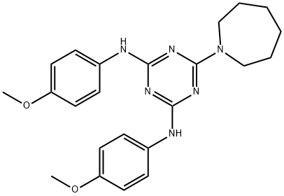 6-(Azepan-1-yl)-N2,N4-bis(4-methoxyphenyl)-1,3,5-triazine-2,4-diamine 结构式