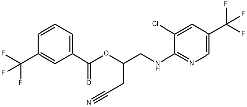 2-([3-CHLORO-5-(TRIFLUOROMETHYL)-2-PYRIDINYL]AMINO)-1-(CYANOMETHYL)ETHYL 3-(TRIFLUOROMETHYL)BENZENECARBOXYLATE 结构式