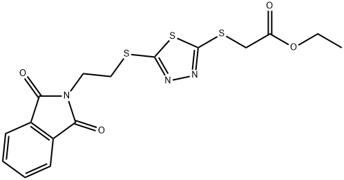 Ethyl 2-[(5-([2-(1,3-dioxo-1,3-dihydro-2H-isoindol-2-yl)ethyl]sulfanyl)-1,3,4-thiadiazol-2-yl)sulfanyl]acetate 结构式