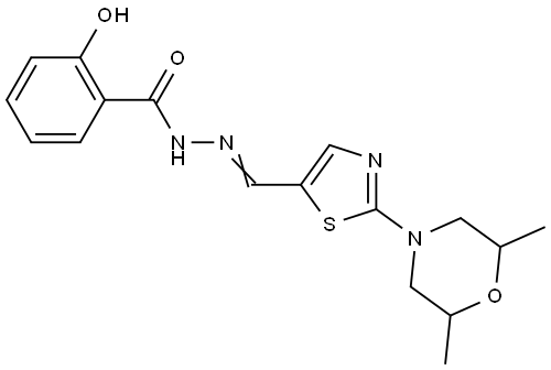 N'-((E)-[2-(2,6-Dimethylmorpholino)-1,3-thiazol-5-yl]methylidene)-2-hydroxybenzenecarbohydrazide 结构式