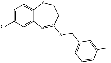 7-CHLORO-2,3-DIHYDRO-1,5-BENZOTHIAZEPIN-4-YL 3-FLUOROBENZYL SULFIDE 结构式