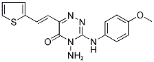 4-AMINO-3-(4-METHOXYANILINO)-6-[2-(2-THIENYL)VINYL]-1,2,4-TRIAZIN-5(4H)-ONE 结构式